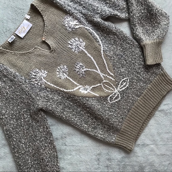 VTG 70s Lilly California Puff Knit Floral Sweater